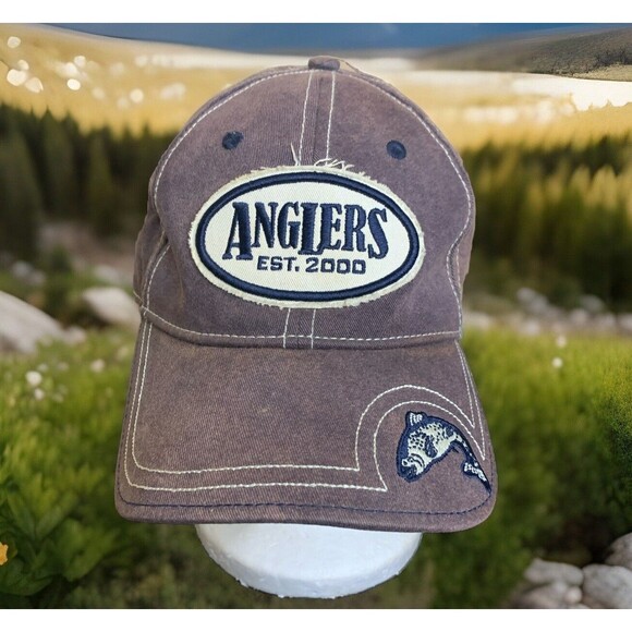 Anglers EST. 2000 Logo Ball Cap Hat Strapback, Attitude Brand MTN View, AR Gray - Picture 1 of 9